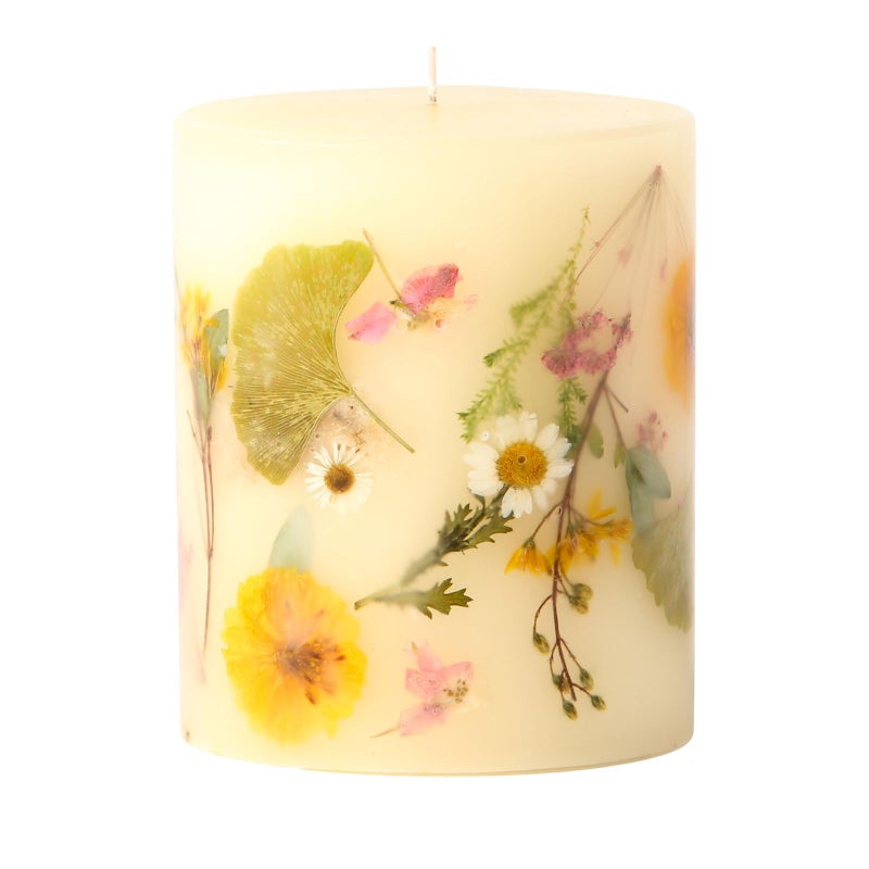 Rosy Rings Round Botanical Small Lemon Blossom & Lychee Candle 5.5" H - 120 Hour Burn Time, Lychee Aromatherapy Candles, Luxury Candles, Long Lasting Candles - Image 1